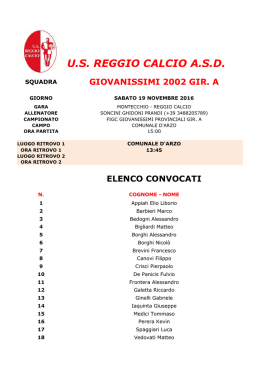 Campionato - US Reggio Calcio ASD