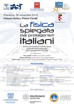 Conoscere la fisica il 26 novembre a Piacenza
