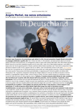Angela Merkel, ma senza entusiasmo