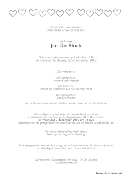 Jan De Block - Familiebericht