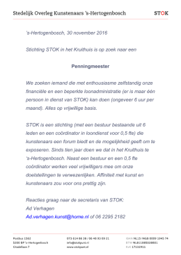Penningmeester - STOK Stichting Stedelijk Overleg Kunstenaars