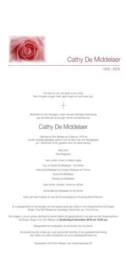 Cathy De Middelaer - Wase Begrafenissen