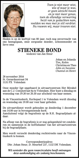 stieneke bond - Nieuw Volendam