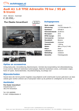 Audi A1 1.0 TFSI Adrenalin 70 kw / 95 pk S-tronic