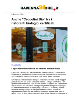 Anche "Ceccolini Bio" tra i ristoranti biologici certificati