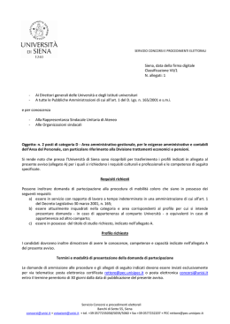 Siena, data della firma digitale Classificazione VII/1 N. allegati: 1
