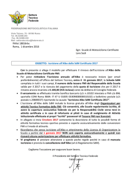 Lettera rinnovo Scuole di Motociclismo certificate 2017