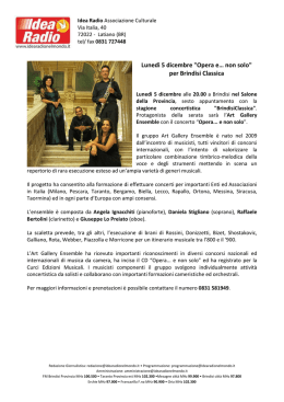 Lunedì 5 dicembre "Opera e… non solo" per Brindisi