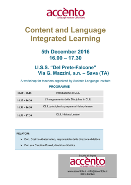Content and Language Integrated Learning 5th December 2016