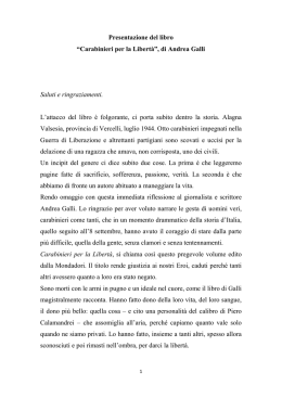 Presentazione del libro “Carabinieri per la Libertà”, di Andrea Galli
