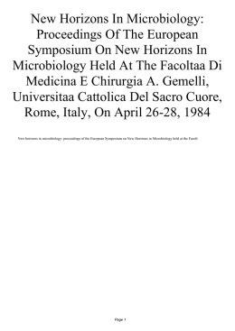 New Horizons In Microbiology: Proceedings Of The European
