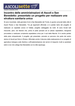 Incontro delle amministrazioni di Ascoli e San Benedetto: presentato