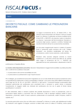decreto fiscale: come cambiano le presunzioni bancarie