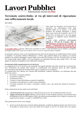 Terremoto centro-Italia: al via gli interventi di riparazione con