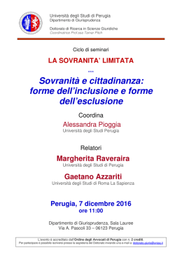 Sovranità e cittadinanza - Ordine degli Avvocati di Perugia