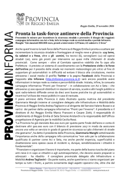 Nota stampa Piano neve Provincia Reggio Emilia