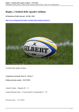 Rugby, i risultati delle squadre siciliane - 12-04-2016