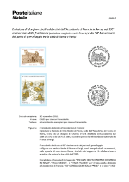 Emissione di due francobolli celebrativi dell