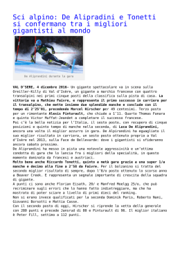Sci alpino: De Alipradini e Tonetti si confermano tra i