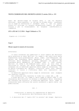 legge di conversione 1&deg; dicembre 2016, n. 225