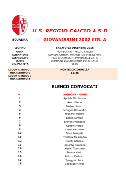MONTECCHIO 15:00 - US Reggio Calcio ASD