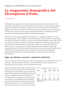 La stagnazione demografica del Mezzogiorno d`Italia