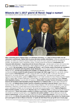 Bilancio dei 1.1017 giorni di Renzi: leggi e numeri