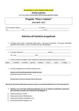 (Da riportare su carta intestata della propria associazione)