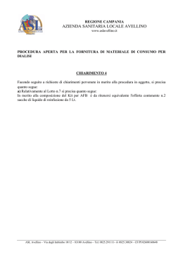 Gara dialisi - Chiarimento 4 - Azienda Sanitaria Locale Avellino
