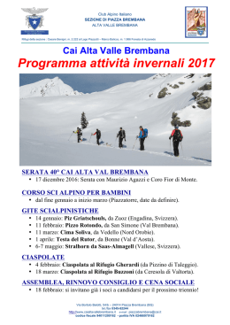 Programma attività invernali 2017