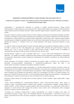 FRANCESCO TRAPANI ENTRERÀ IN TAGES HOLDING
