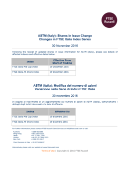 ASTM (Italy): Shares in Issue Change Changes in FTSE Italia Index