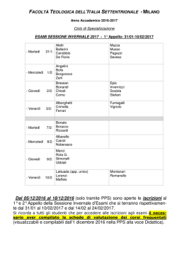 Specializzazione - Date esami Sessione Invernale 2017