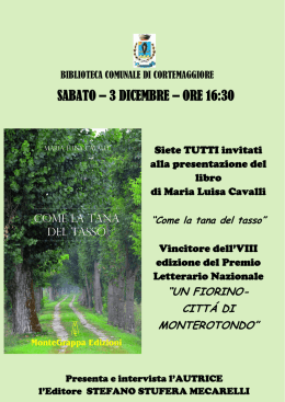 Locandina presentazione libro Maria Luisa Cavalli 2016