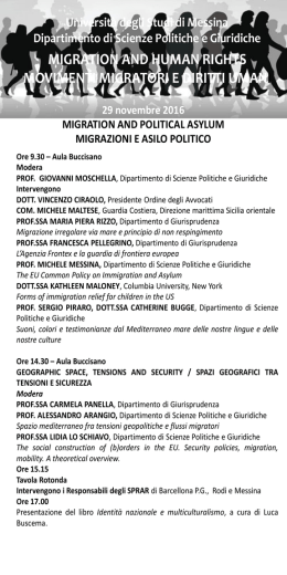 29novembre- Migration2 - Università degli Studi di Messina