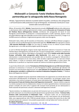 McDonald`s e Consorzio Tutela Vitellone Bianco in partnership per