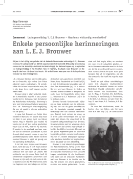 Enkele persoonlijke herinneringen aan LEJ Brouwer