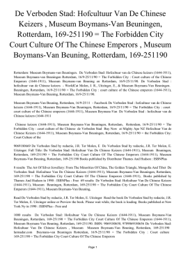 De Verboden Stad: Hofcultuur Van De Chinese Keizers , Museum