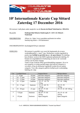 Convocatie - 10e Internationale Karate Cup Sittard