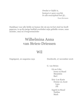 Wilhelmina Anna van Strien-Driessen Wil