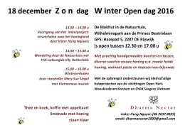 18 december Z o n dag W inter Open dag 2016