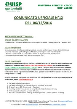 Comunicato - Uisp Lega Calcio Varese