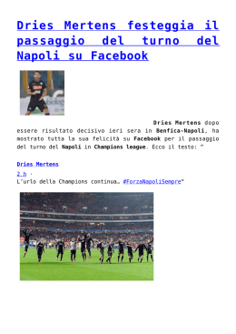 Dries Mertens festeggia il passaggio del turno del Napoli su Facebook