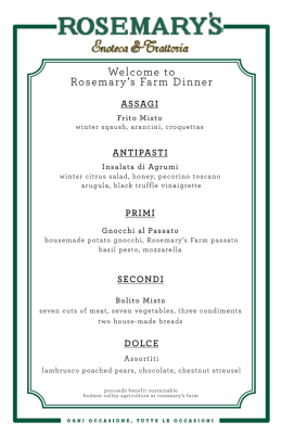 Welcome to Rosemary`s Farm Dinner