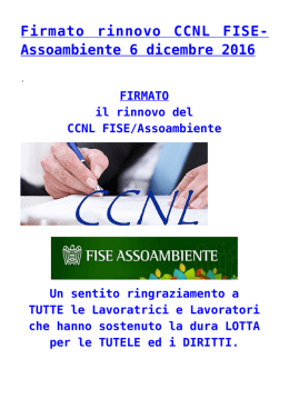 Firmato rinnovo CCNL FISE-Assoambiente 6 dicembre 2016