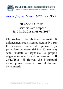 Servizio per le disabilità ei DSA - Università degli Studi di Bergamo