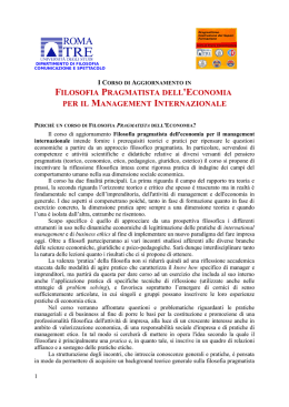 filosofia pragmatista dell `economia per il management internazionale