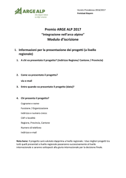 Premio ARGE ALP 2017 Modulo d`iscrizione