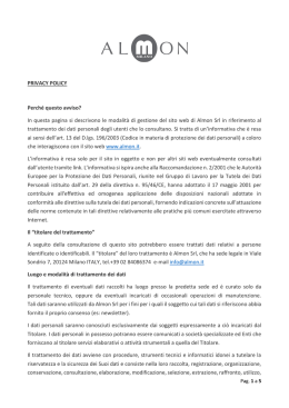 Leggi e scarica l`informativa al trattamento dati e privacy in