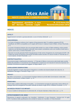 Novembre 2016, Novit&agrave; legislative e giurisprudenziali